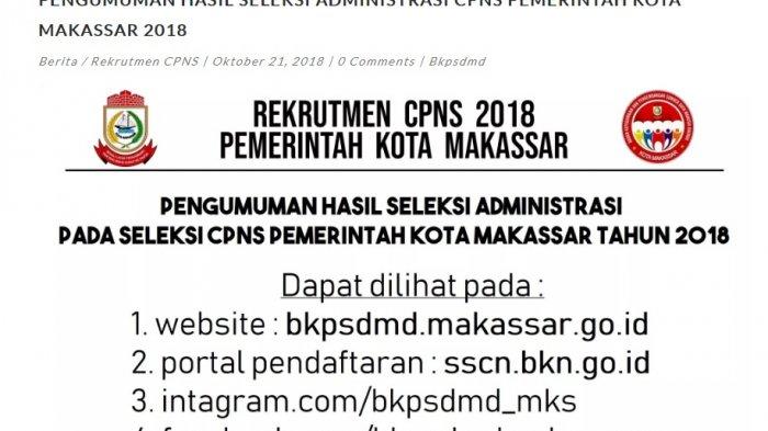 Sscn Bkn Pemkot Makassar Umumkan Pelamar Cpns Lulus Berkas