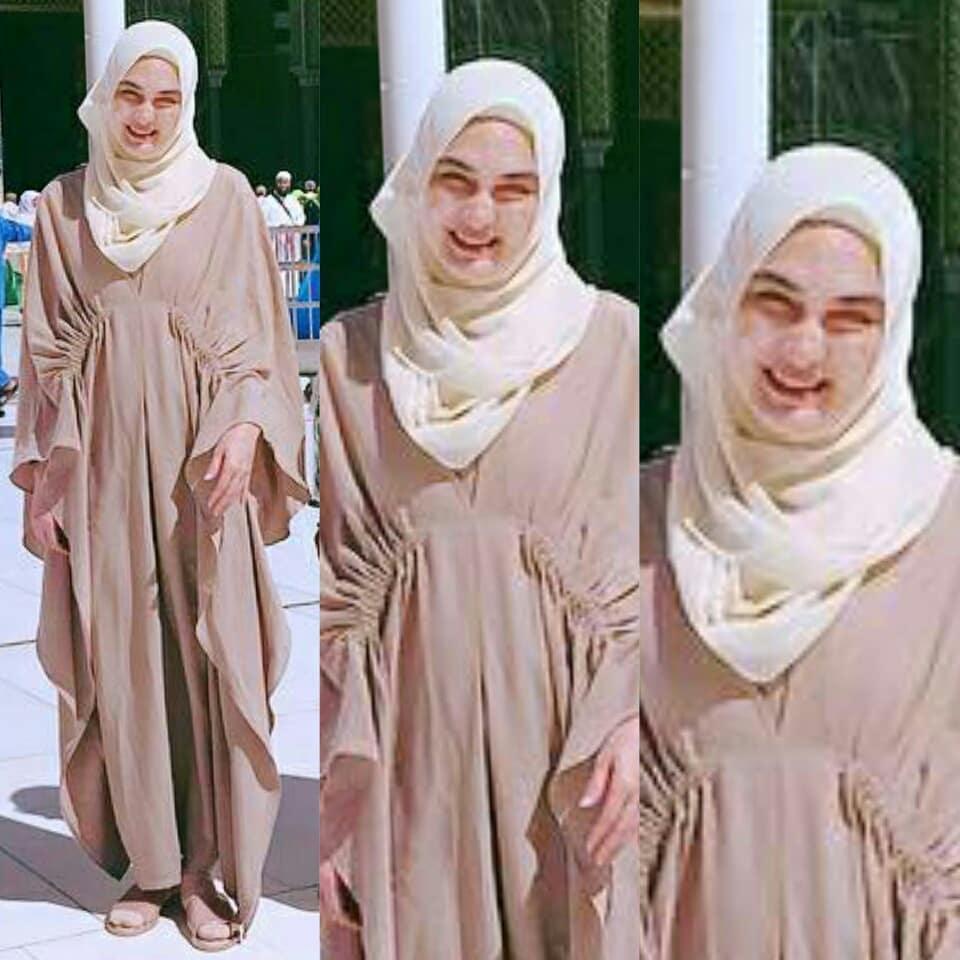 Hijab Syari Warna  Coklat  Susu  Voal Motif