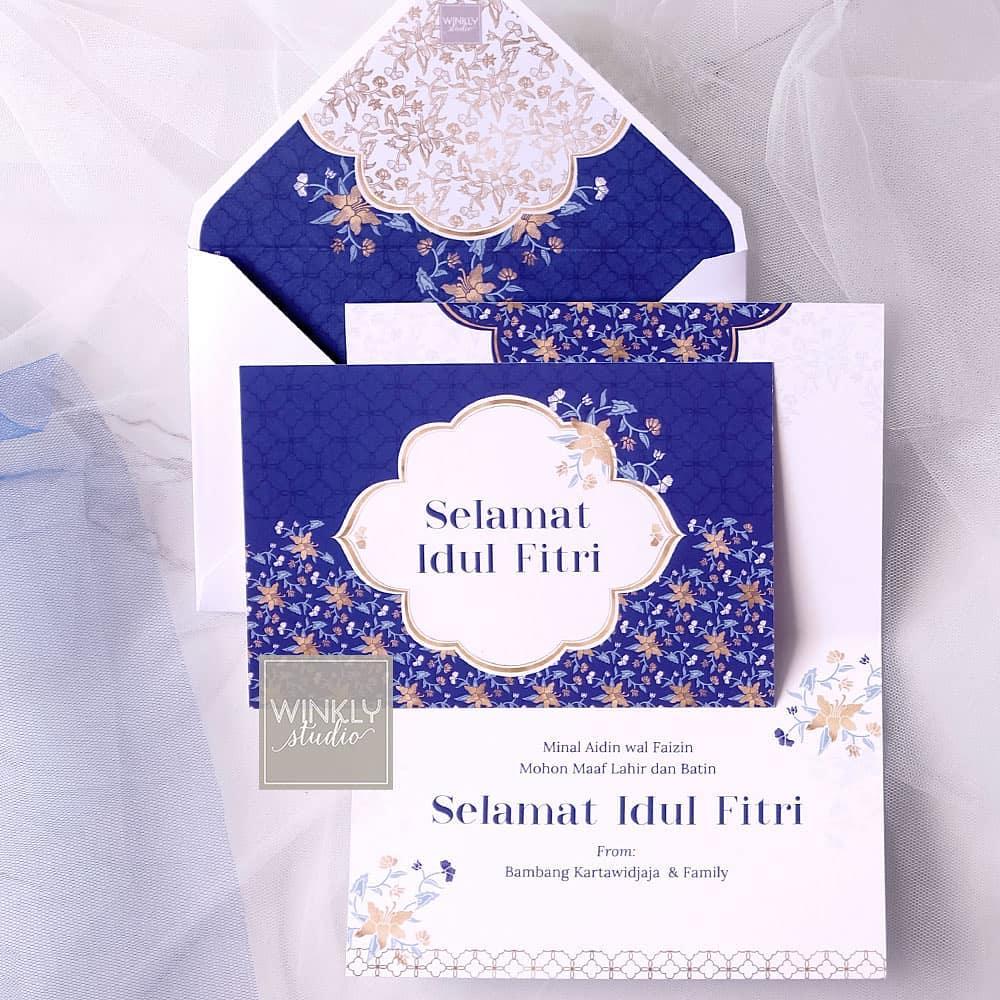 Kartu Ucapan Idul Fitri Warna Biru kartu ucapan keren