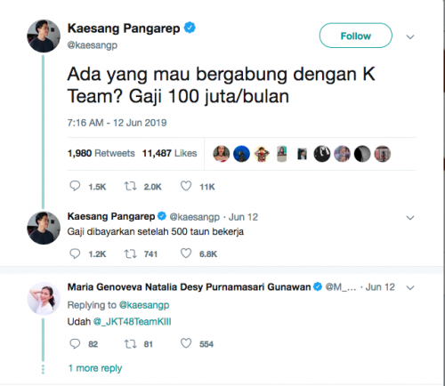 Saingi Awkarin Kaesang Pangarep Dirikan K Team Dengan Gaji Rp100 Juta Per Bulan Kurio