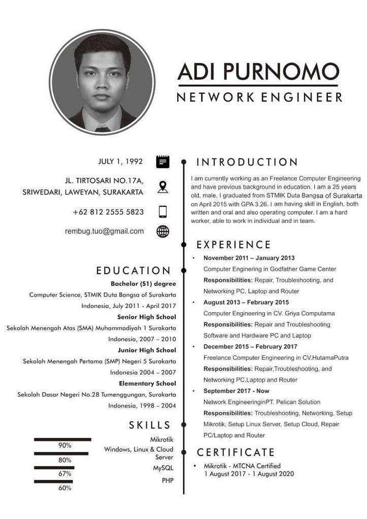 Contoh Curriculum Vitae Untuk Mahasiswa Terbaru - Desain CV Keren