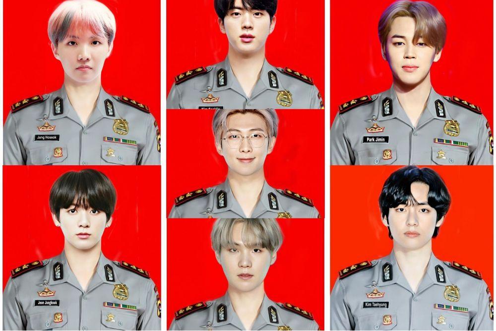 9 Editan Member Bts Pakai Seragam Polisi Bikin Army Gagal Fokus Kurio